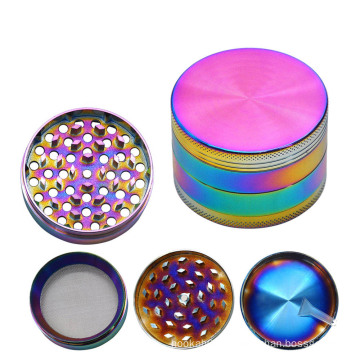 Zinc Alloy 63mm 4 Parts Weed Grinder Herb Grinder Ice Blue Color Herb Crusher Custom Logo Smoking Accessories